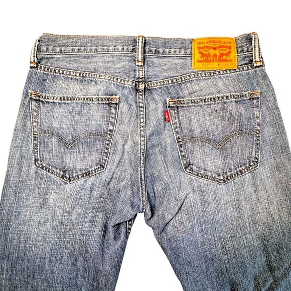 Levis 527 Slim Fit Bootcut Jeans Mens 33x32 Cotton Med Wash Blue Denim Western - Picture 10 of 12